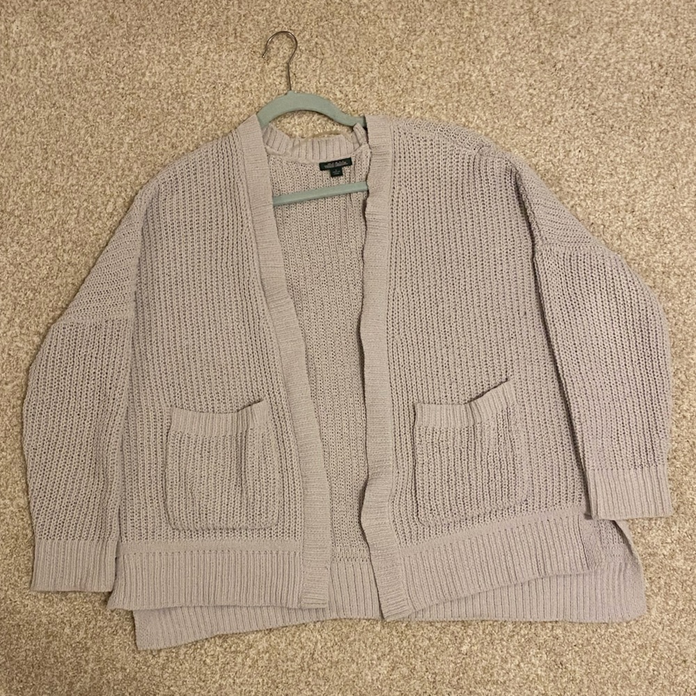 Gray knit cardigan sweater